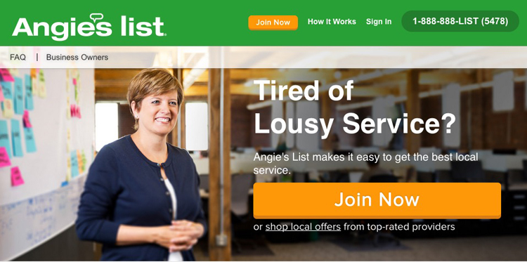 Angie's list homepage