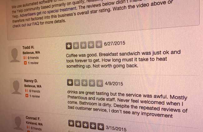 filtered Yelp reviews