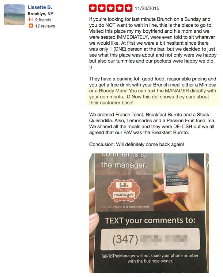 TalkToTheManager improving a Yelp review