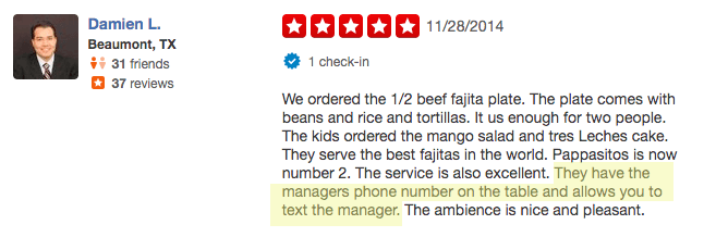 TalkToTheManager mentioned in a Yelp review