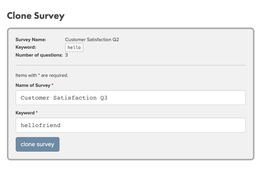 about to clone the survey